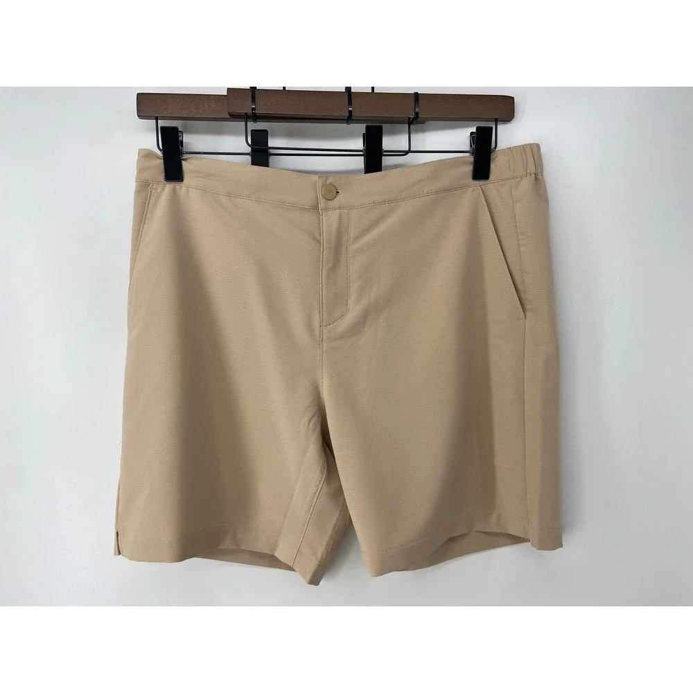 Mizzen+Main Deck Short Mens 2XL Tan Golf Performance Stretch Light Elastic Waist